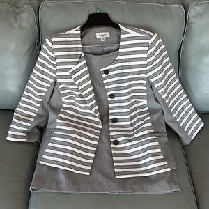 Isabella Striped Gray & White Women's Blazer